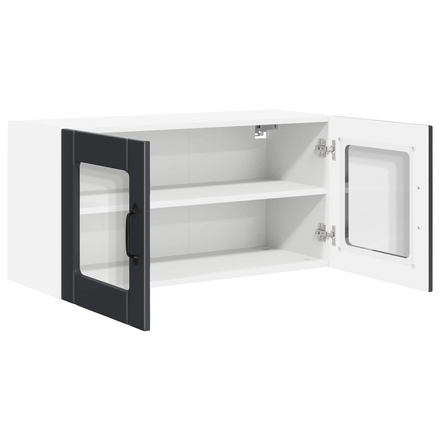 Wall Glass Cabinet PORTO Black 80 x 31 x 40 cm Engineered Wood