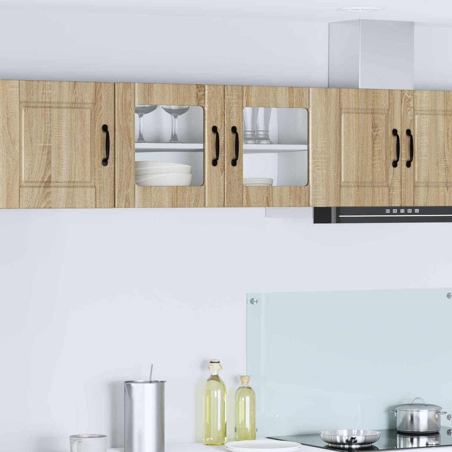 Wall Glass Cabinet PORTO Sonoma Oak 80 x 31 x 40 cm