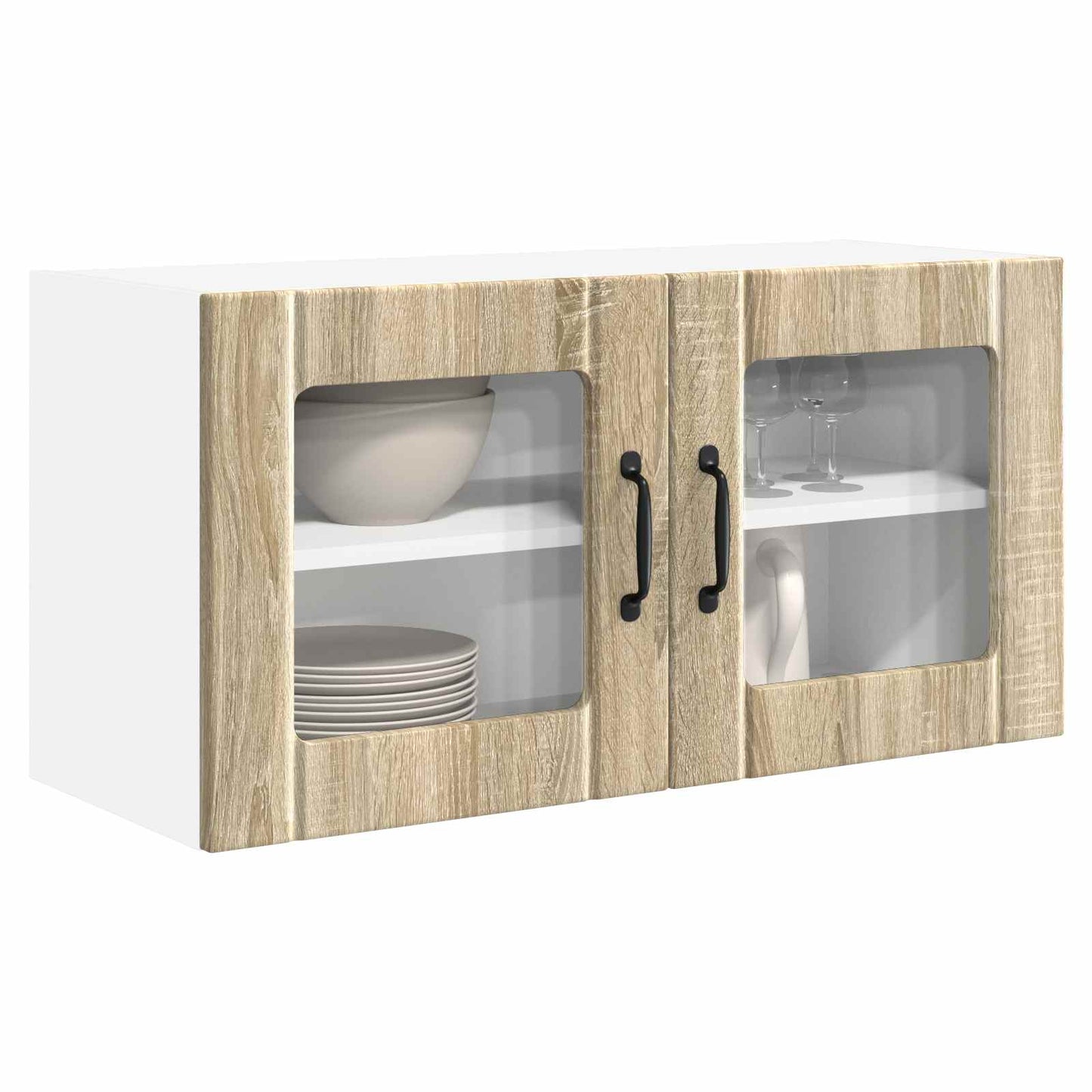 Wall Glass Cabinet PORTO Sonoma Oak 80 x 31 x 40 cm