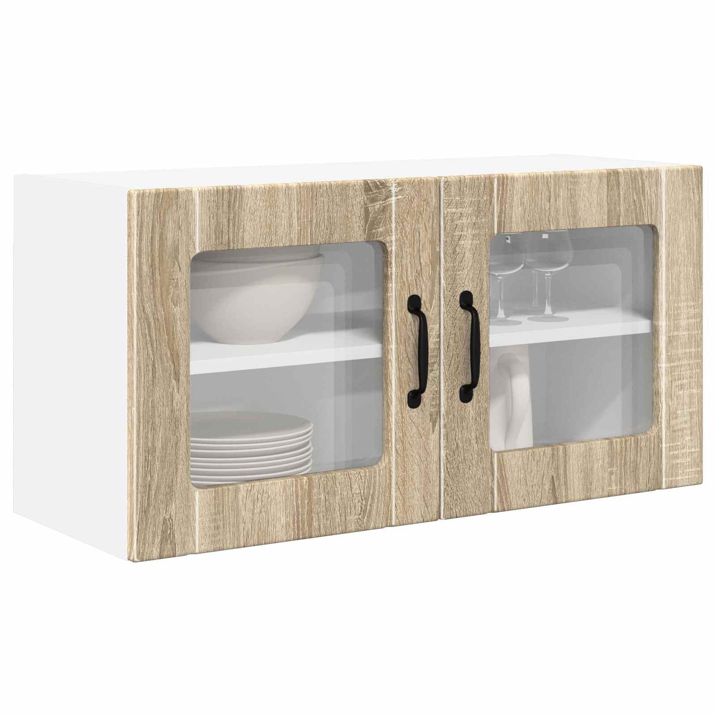 Wall Glass Cabinet PORTO Sonoma Oak 80 x 31 x 40 cm