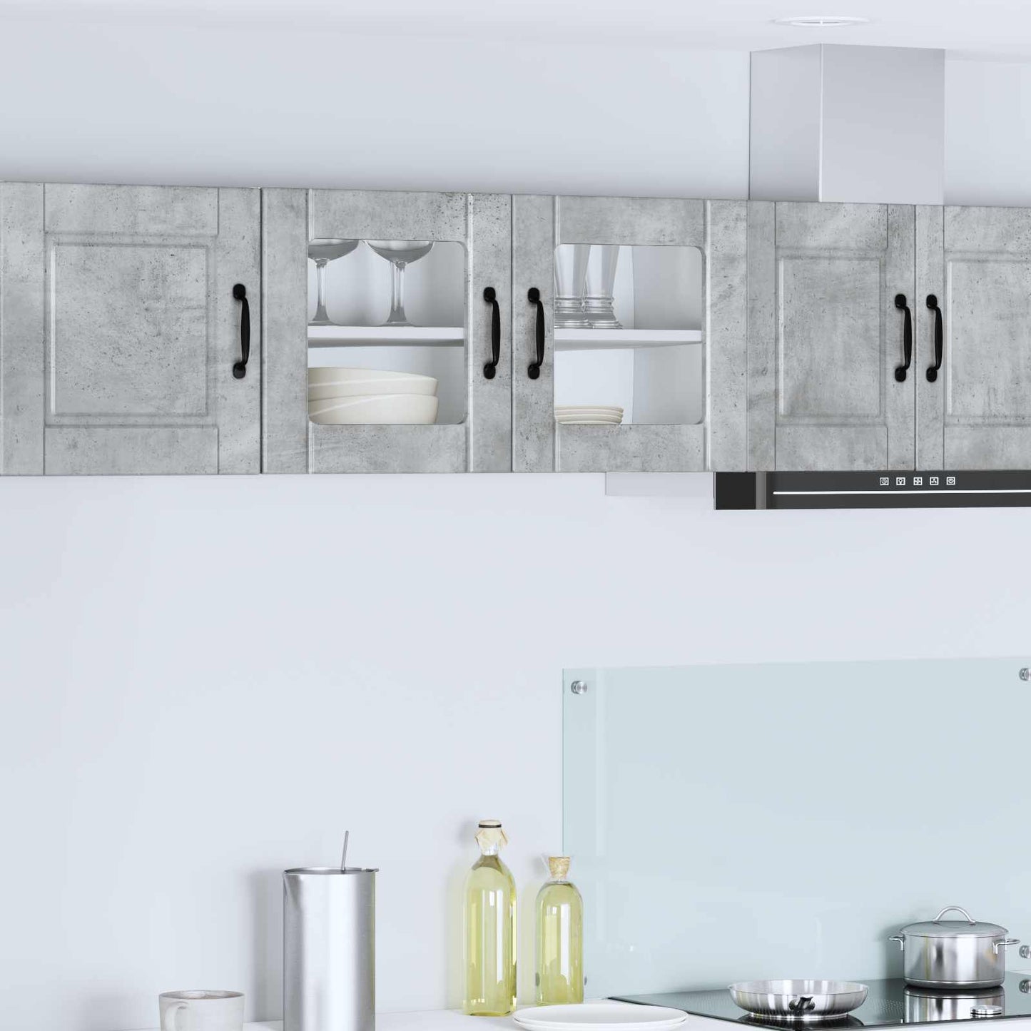 Wall Glass Cabinet PORTO Concrete Grey 80 x 31 x 40 cm