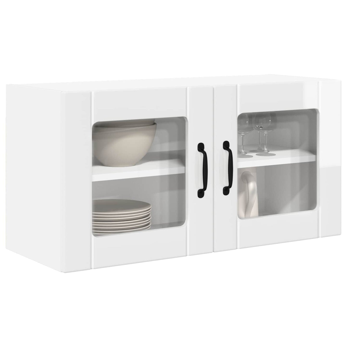 Wall Glass Cabinet PORTO High Gloss White 80 x 31 x 40 cm