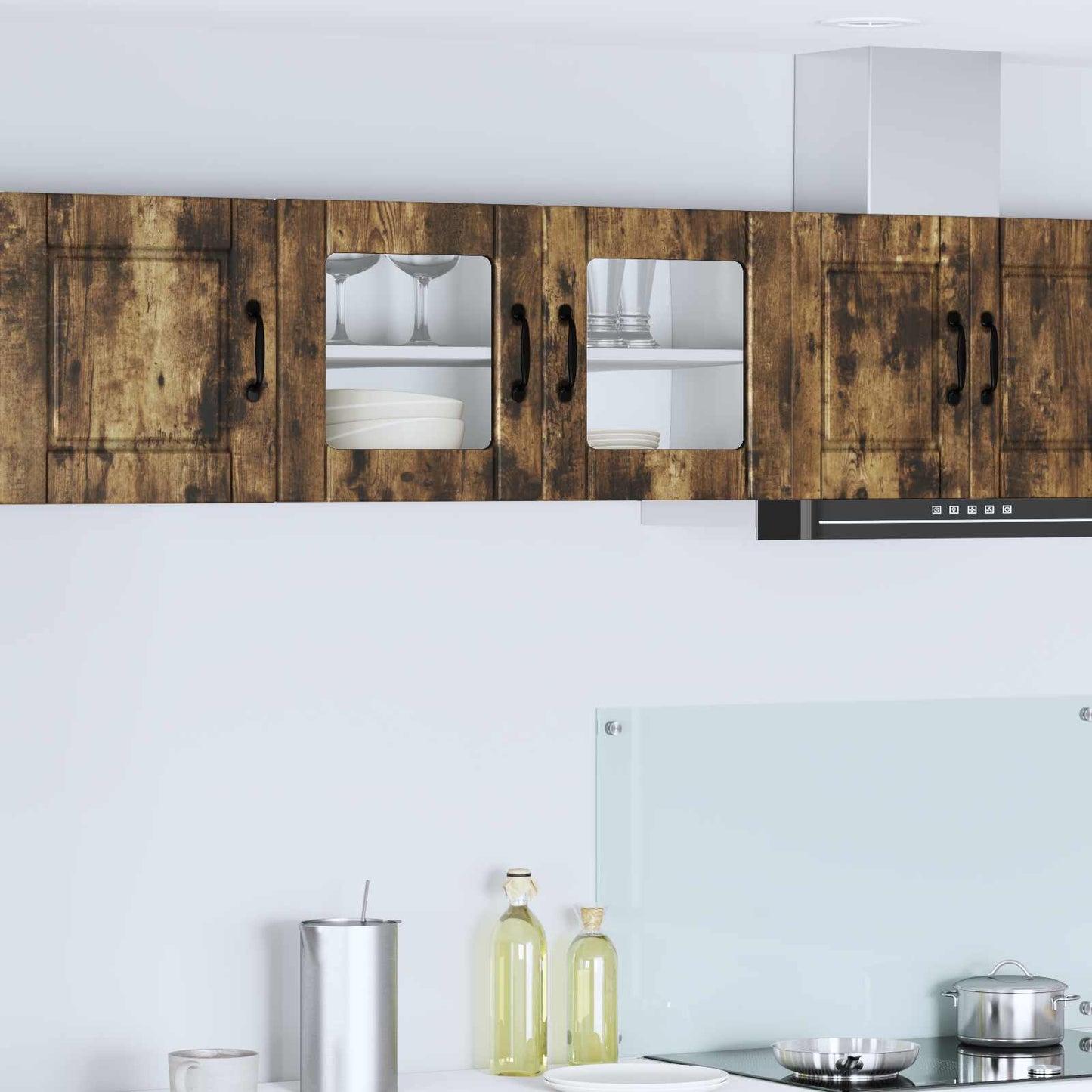 Wall Glass Cabinet PORTO Smoked Oak 80 x 31 x 40 cm