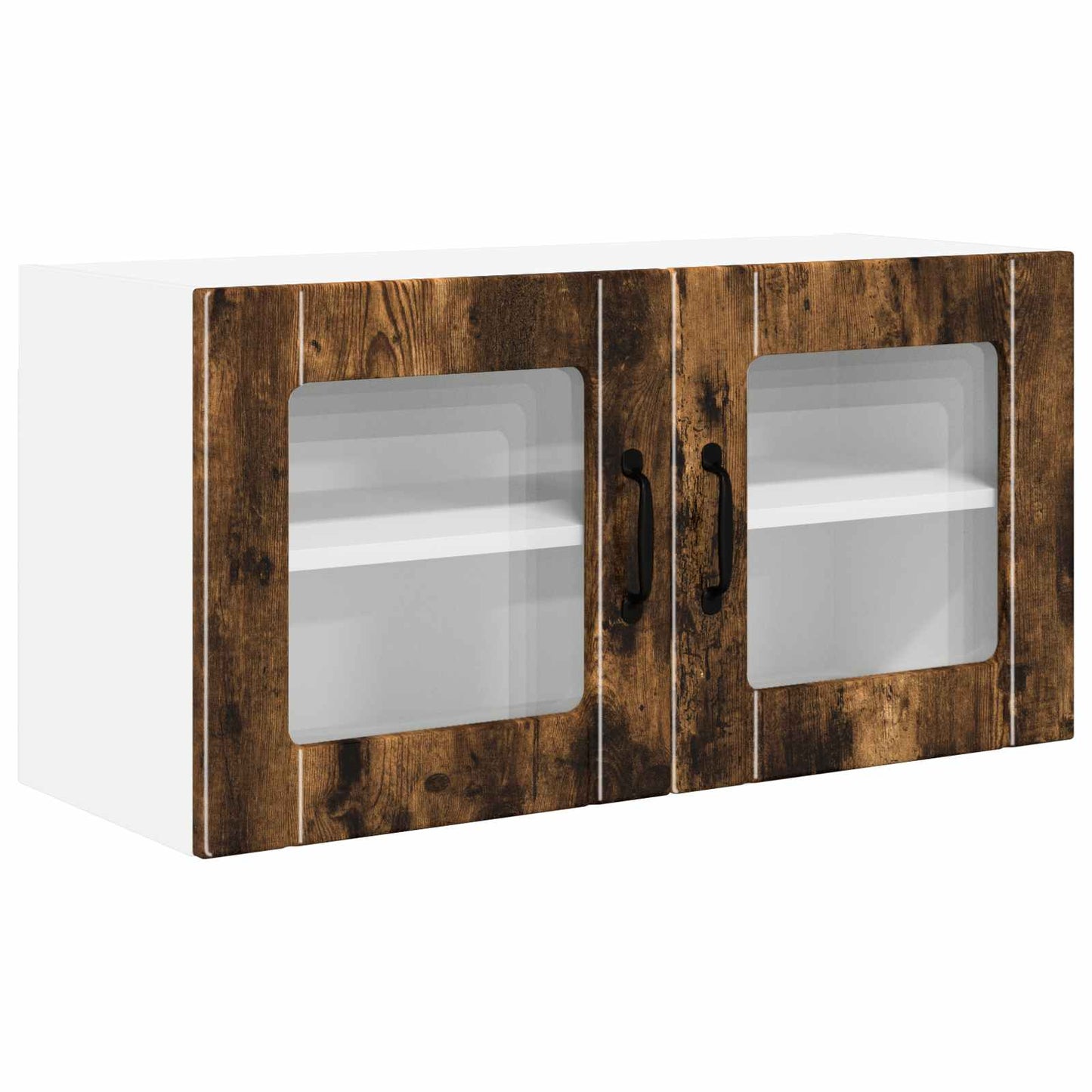 Wall Glass Cabinet PORTO Smoked Oak 80 x 31 x 40 cm