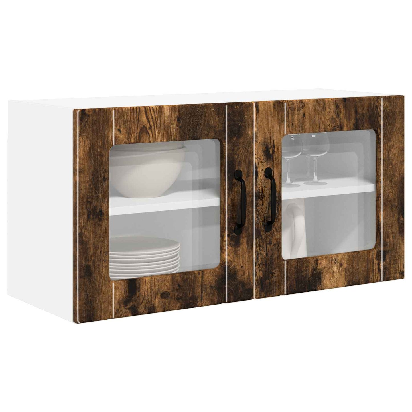 Wall Glass Cabinet PORTO Smoked Oak 80 x 31 x 40 cm