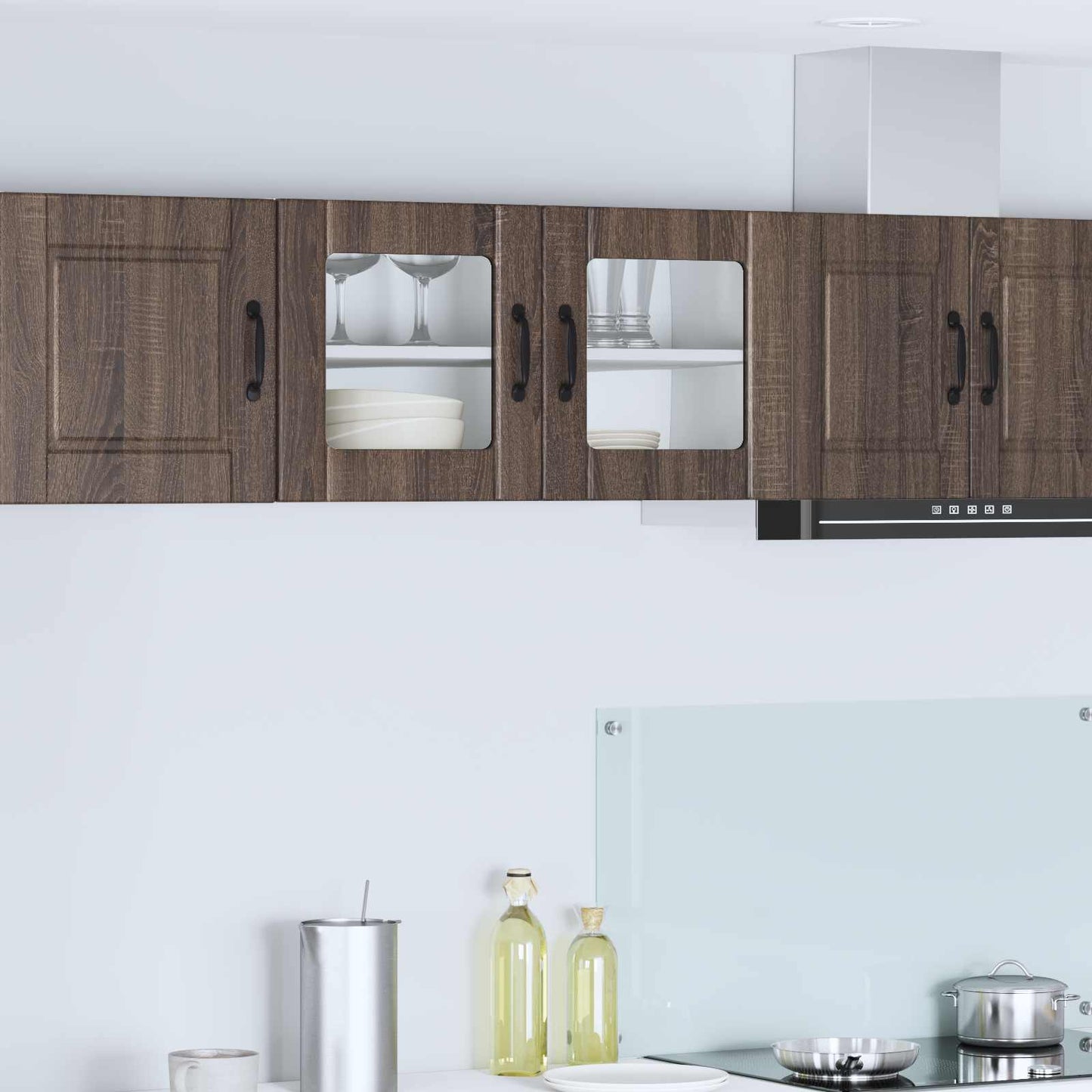 Wall Glass Cabinet PORTO Brown Oak 80 x 31 x 40 cm