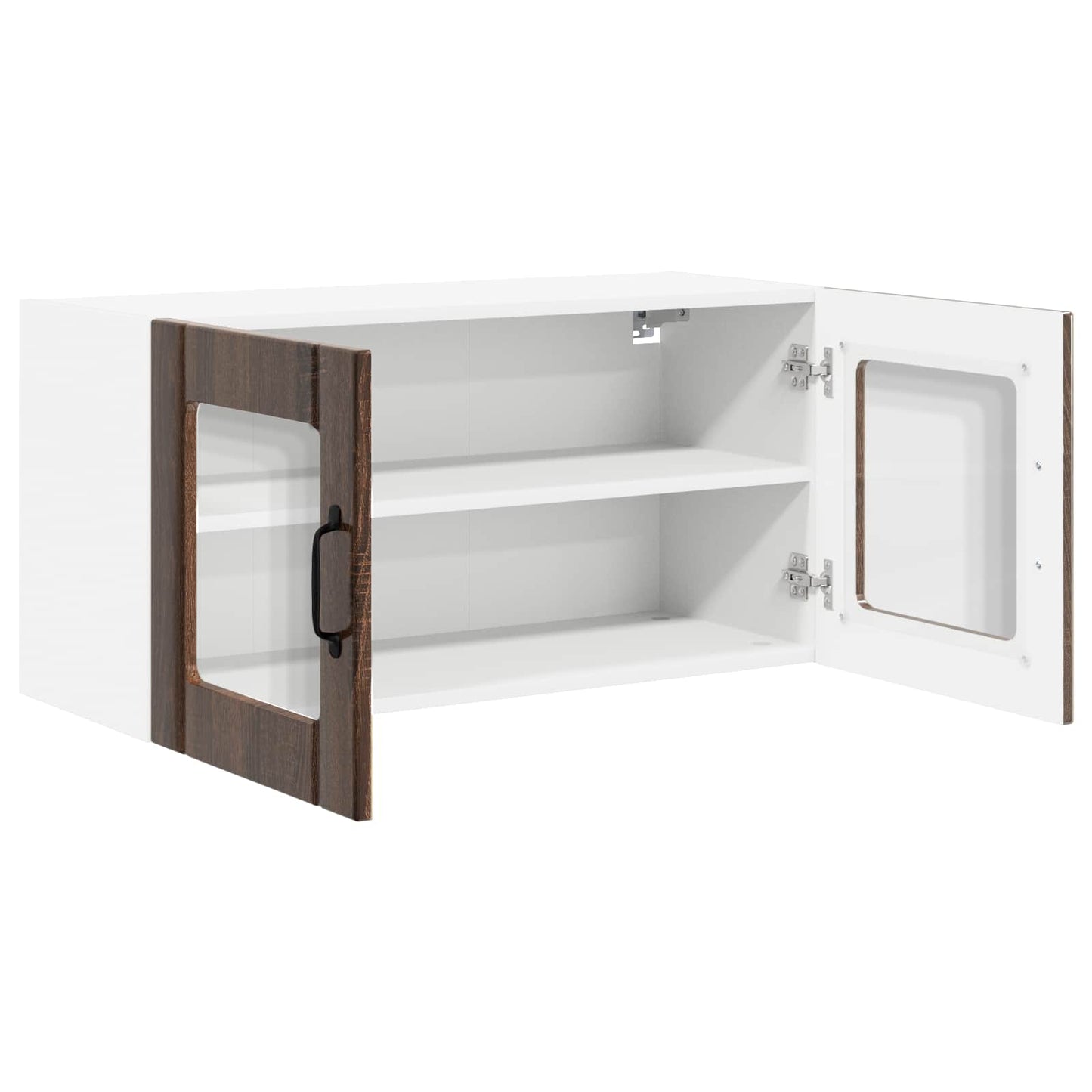 Wall Glass Cabinet PORTO Brown Oak 80 x 31 x 40 cm