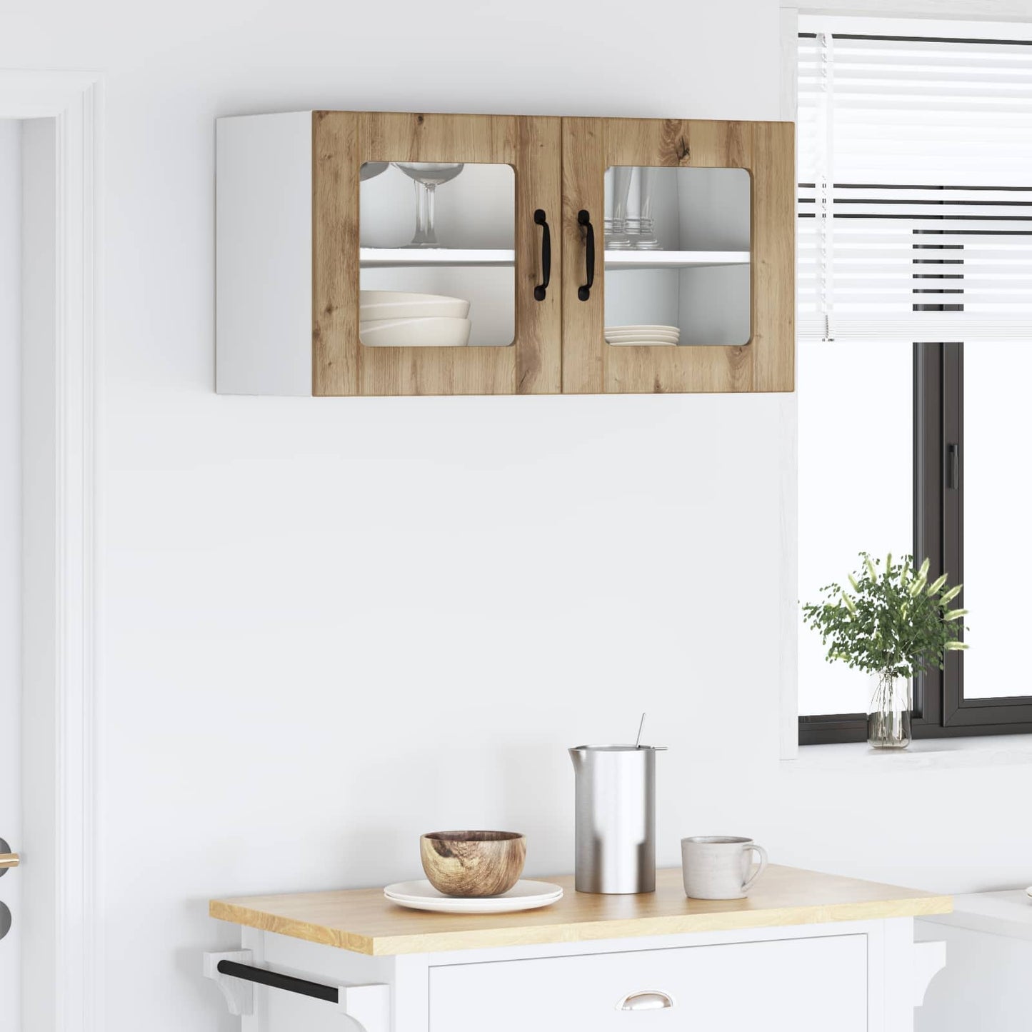 Wall Glass Cabinet PORTO Artisan Oak 80 x 31 x 40 cm