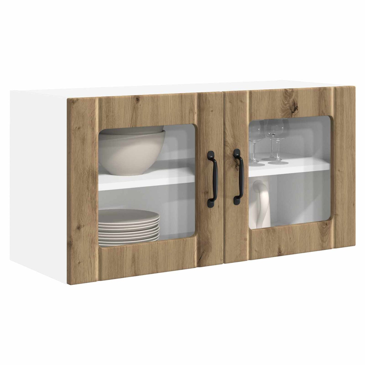 Wall Glass Cabinet PORTO Artisan Oak 80 x 31 x 40 cm