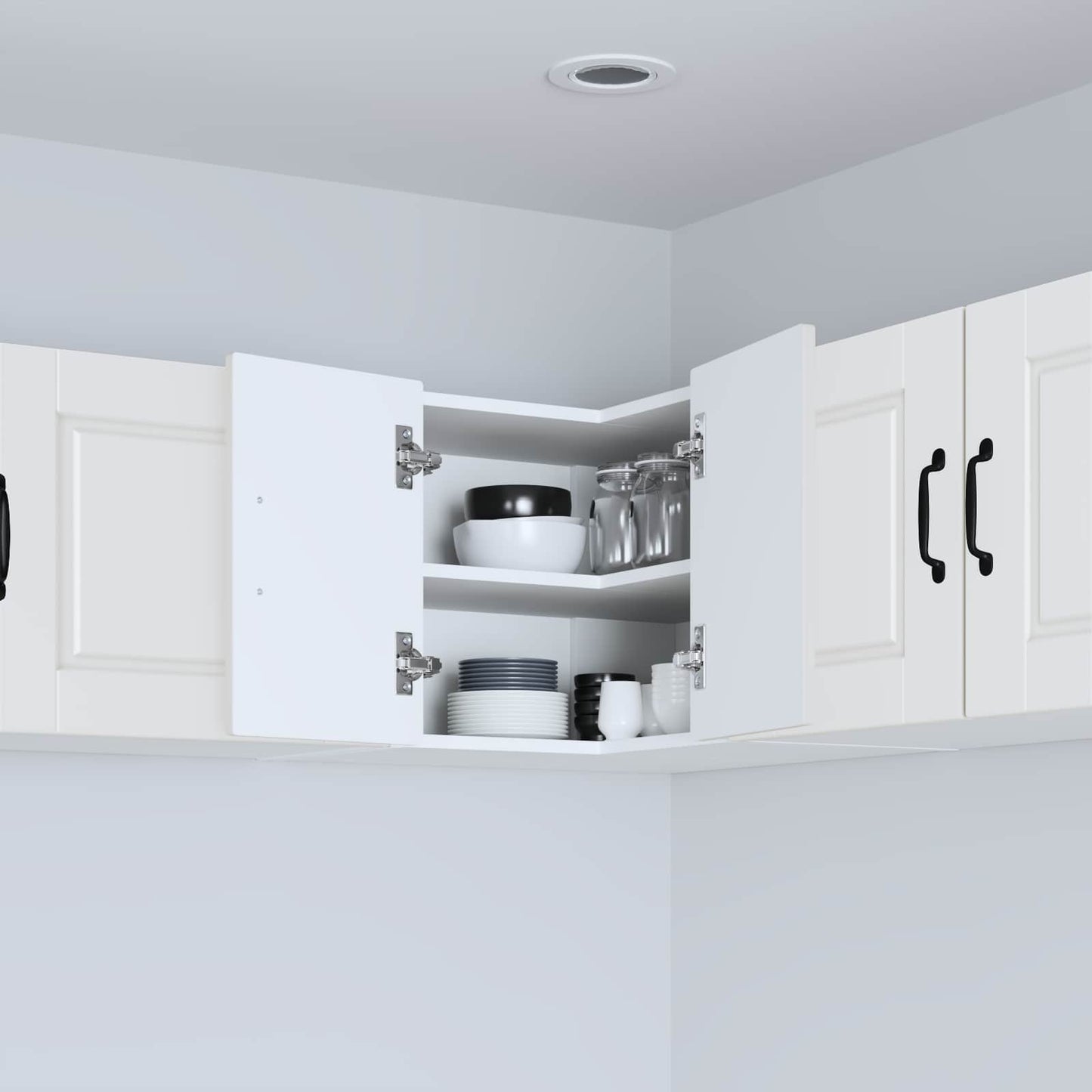Wall Corner Cabinet PORTO White 57 x 57 x 40 cm Engineered Wood