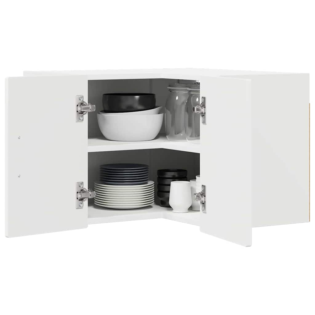 Wall Corner Cabinet PORTO White 57 x 57 x 40 cm Engineered Wood