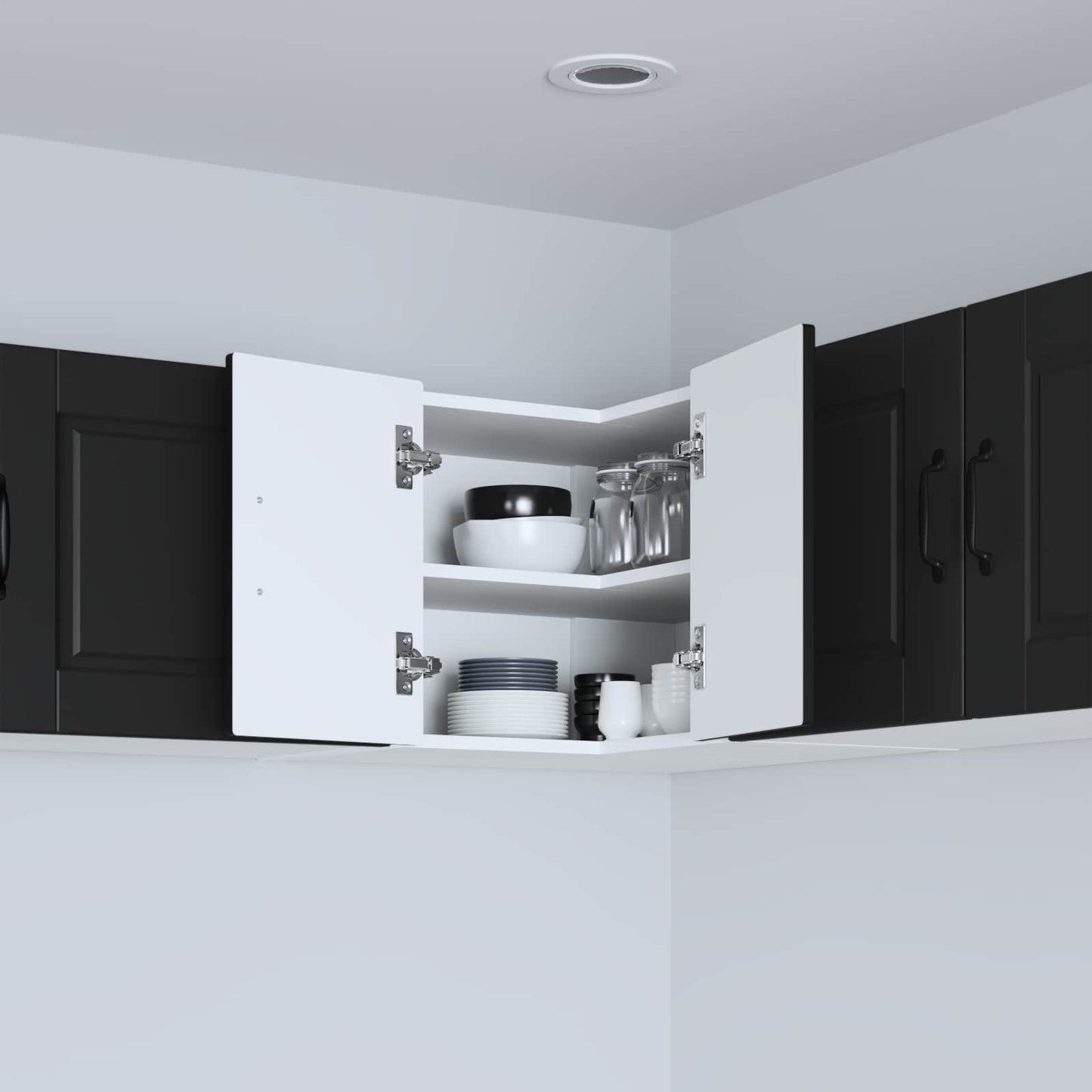 Wall Corner Cabinet PORTO Black 57 x 57 x 40 cm Engineered Wood
