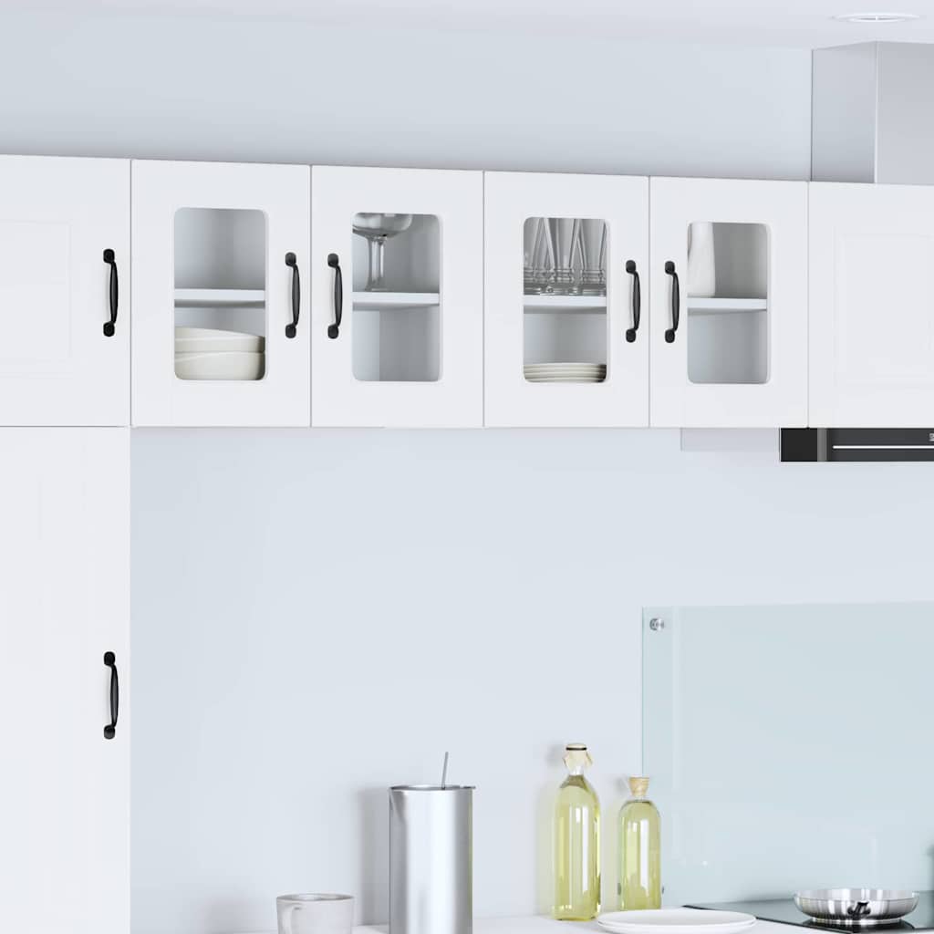 Wall Glass Cabinet 2 pcs White 60 x 31 x 40 cm Engineered Wood