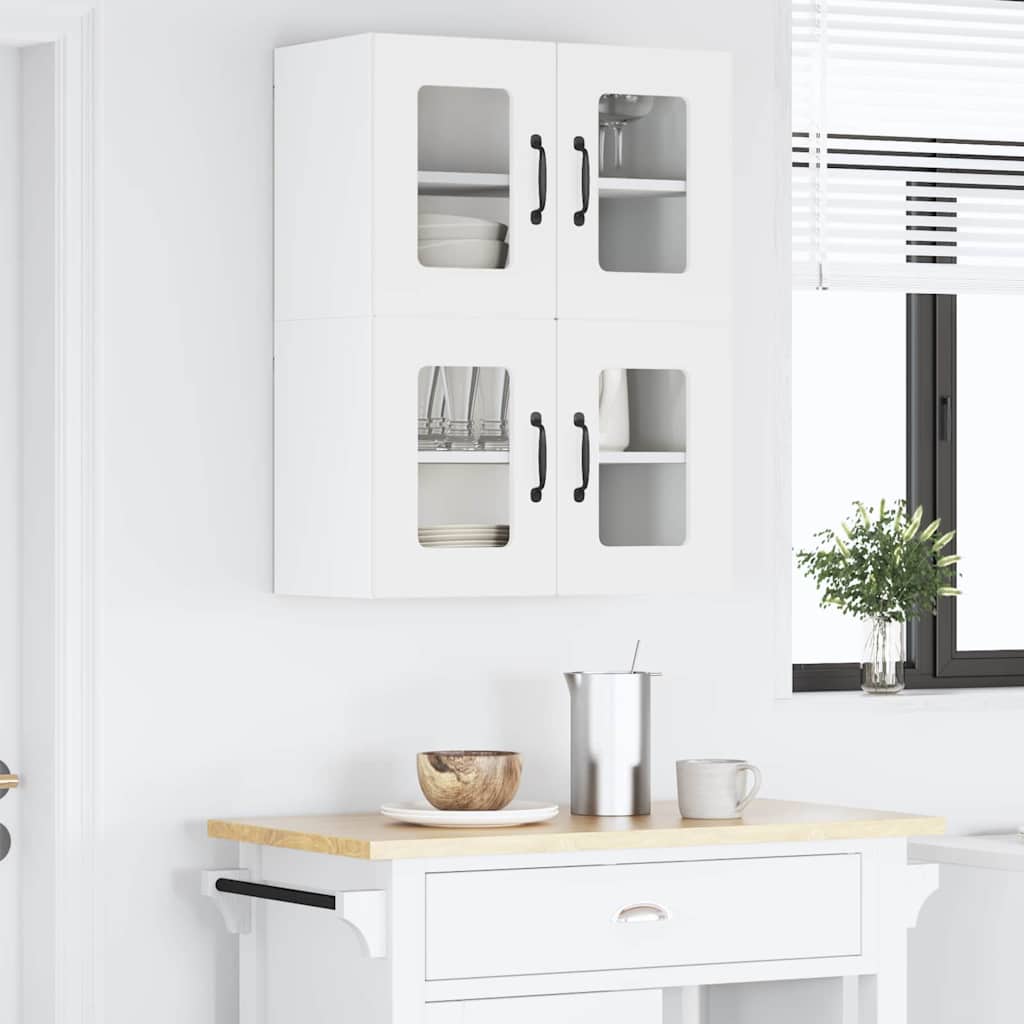 Wall Glass Cabinet 2 pcs White 60 x 31 x 40 cm Engineered Wood