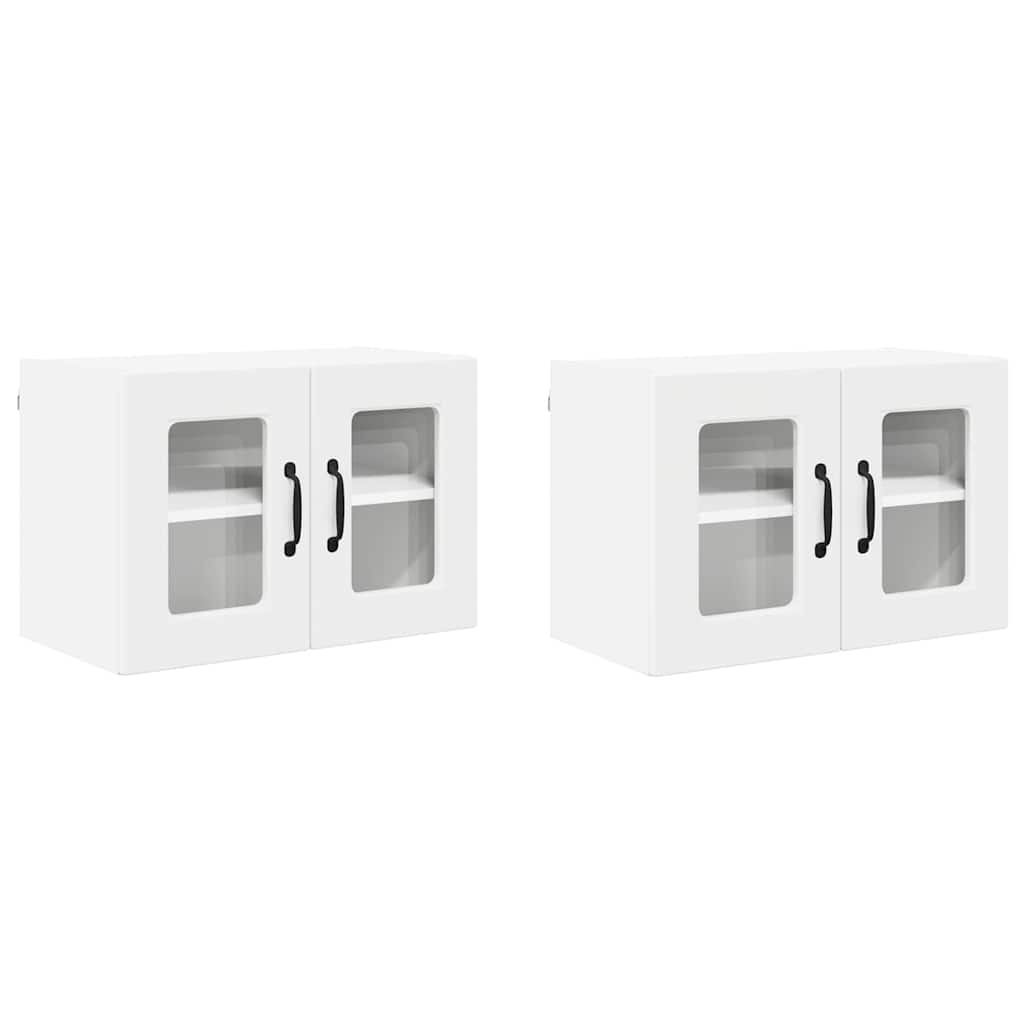 Wall Glass Cabinet 2 pcs White 60 x 31 x 40 cm Engineered Wood