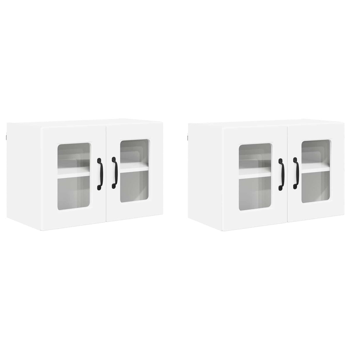 Wall Glass Cabinet PORTO 2 pcs White 60 x 31 x 40 cm