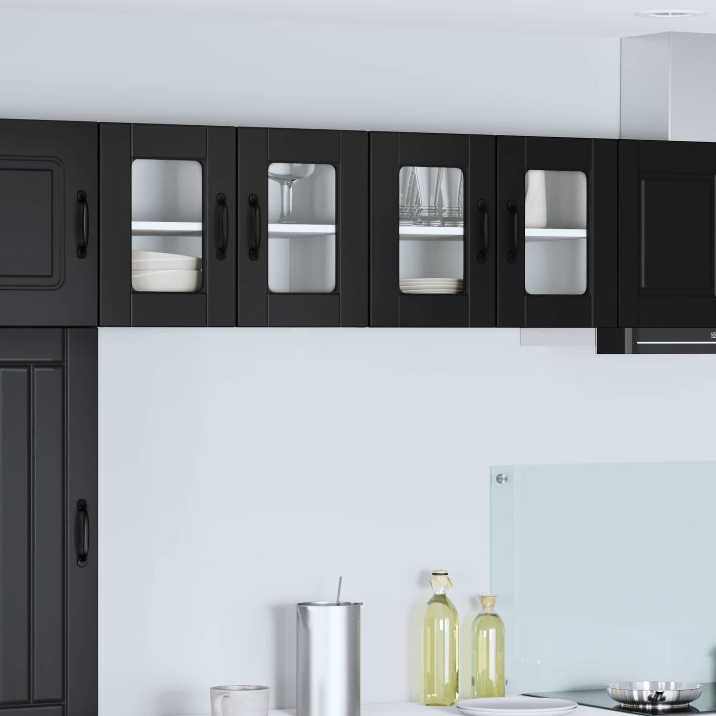 Wall Glass Cabinet PORTO Black 60 x 31 x 40 cm Engineered Wood