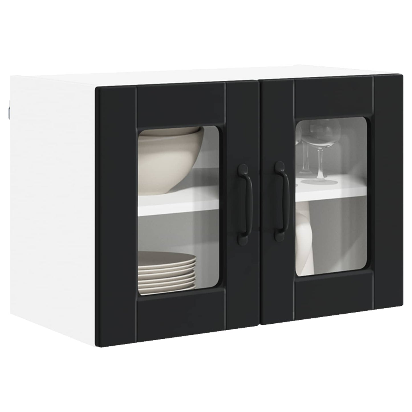Wall Glass Cabinet PORTO Black 60 x 31 x 40 cm Engineered Wood