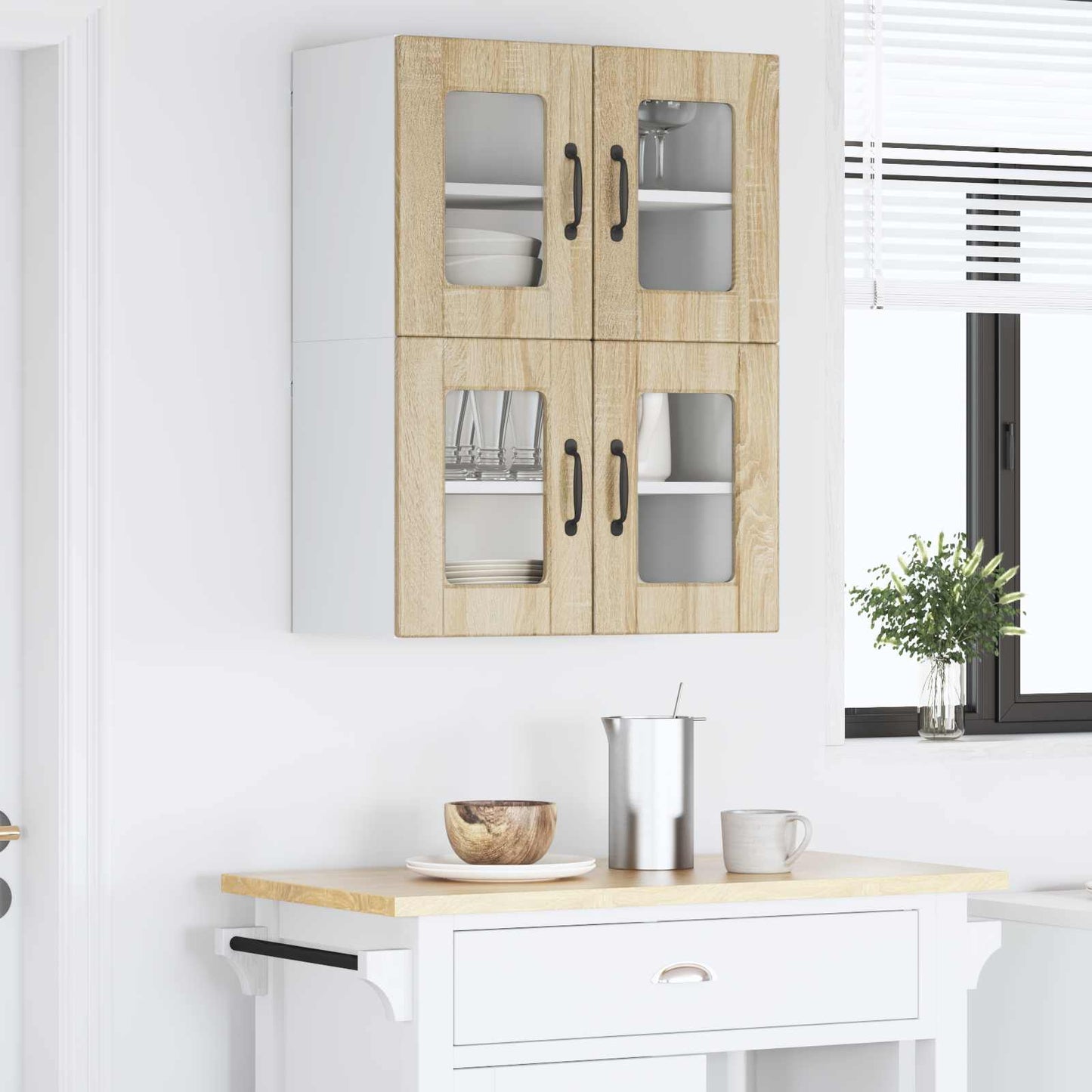 Wall Glass Cabinet PORTO 2 pcs Sonoma Oak 60 x 31 x 40 cm