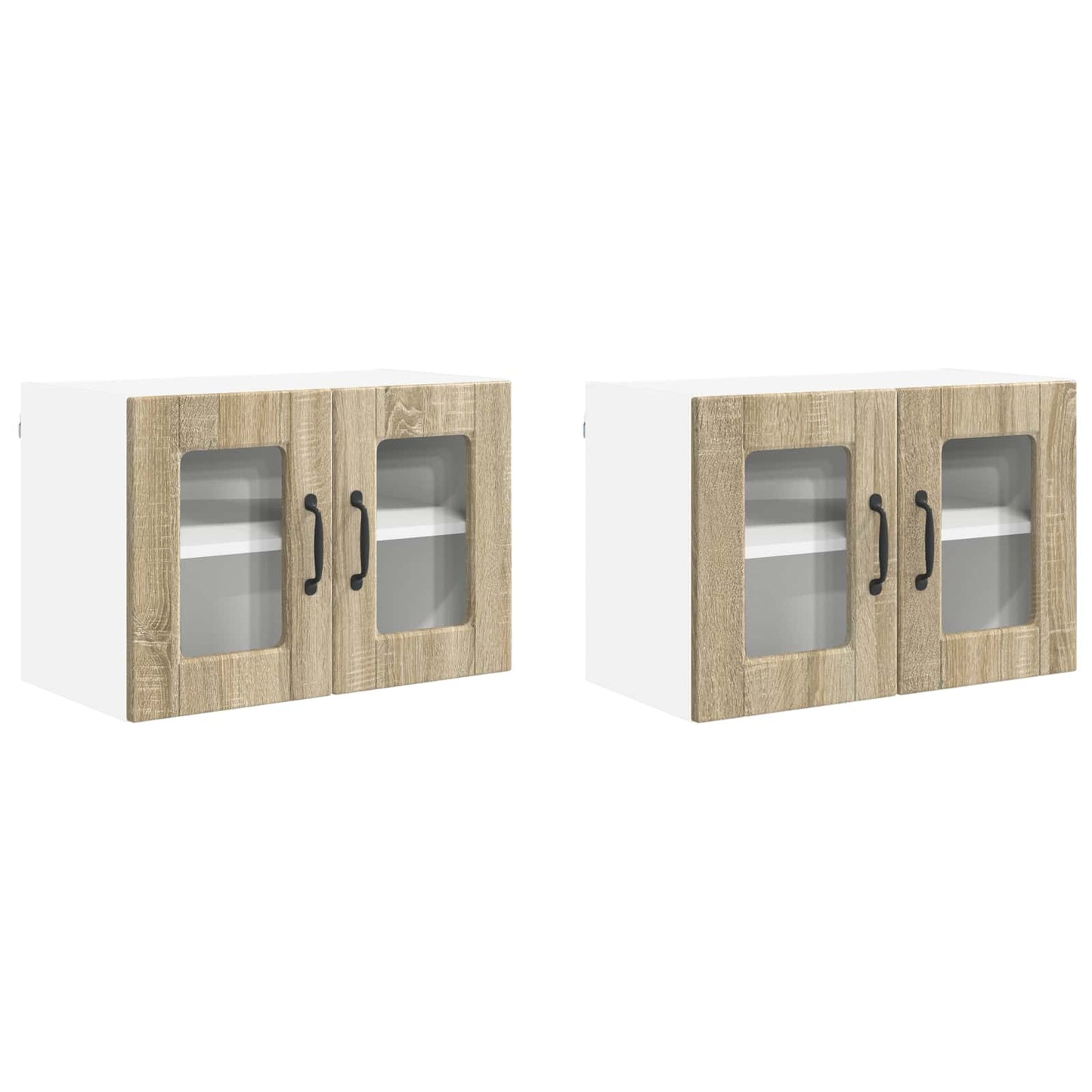 Wall Glass Cabinet PORTO 2 pcs Sonoma Oak 60 x 31 x 40 cm