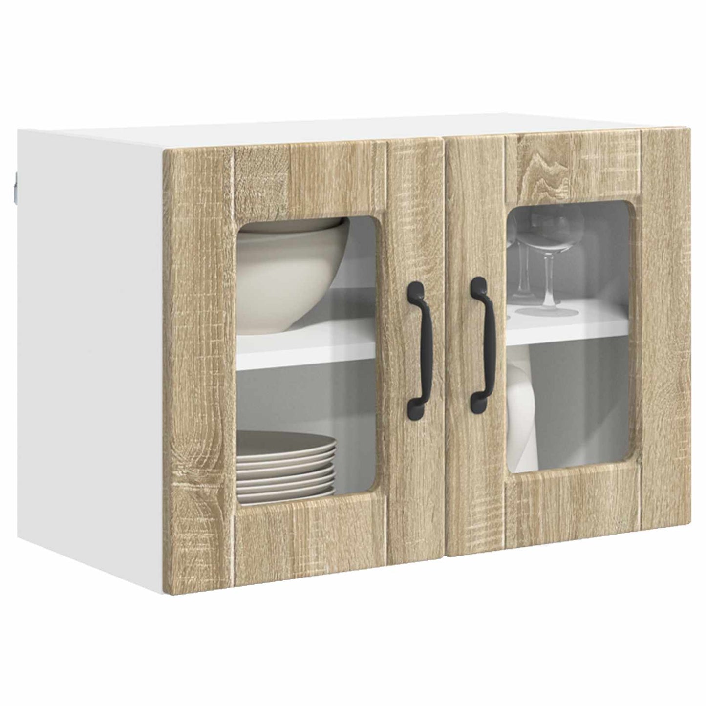 Wall Glass Cabinet PORTO 2 pcs Sonoma Oak 60 x 31 x 40 cm