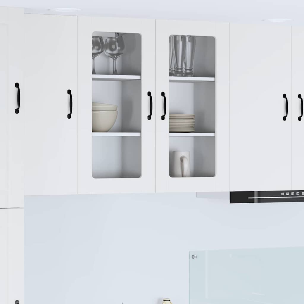 Wall Glass Cabinet PORTO White 40 x 31 x 80 cm Engineered Wood