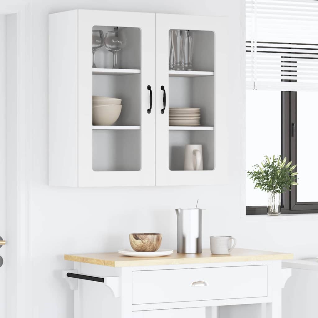 Wall Glass Cabinet PORTO White 40 x 31 x 80 cm Engineered Wood