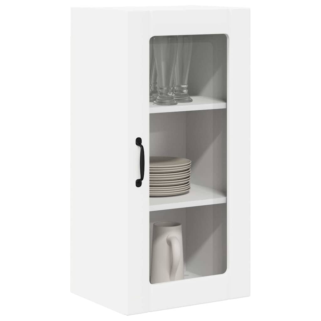 Wall Glass Cabinet PORTO White 40 x 31 x 80 cm Engineered Wood