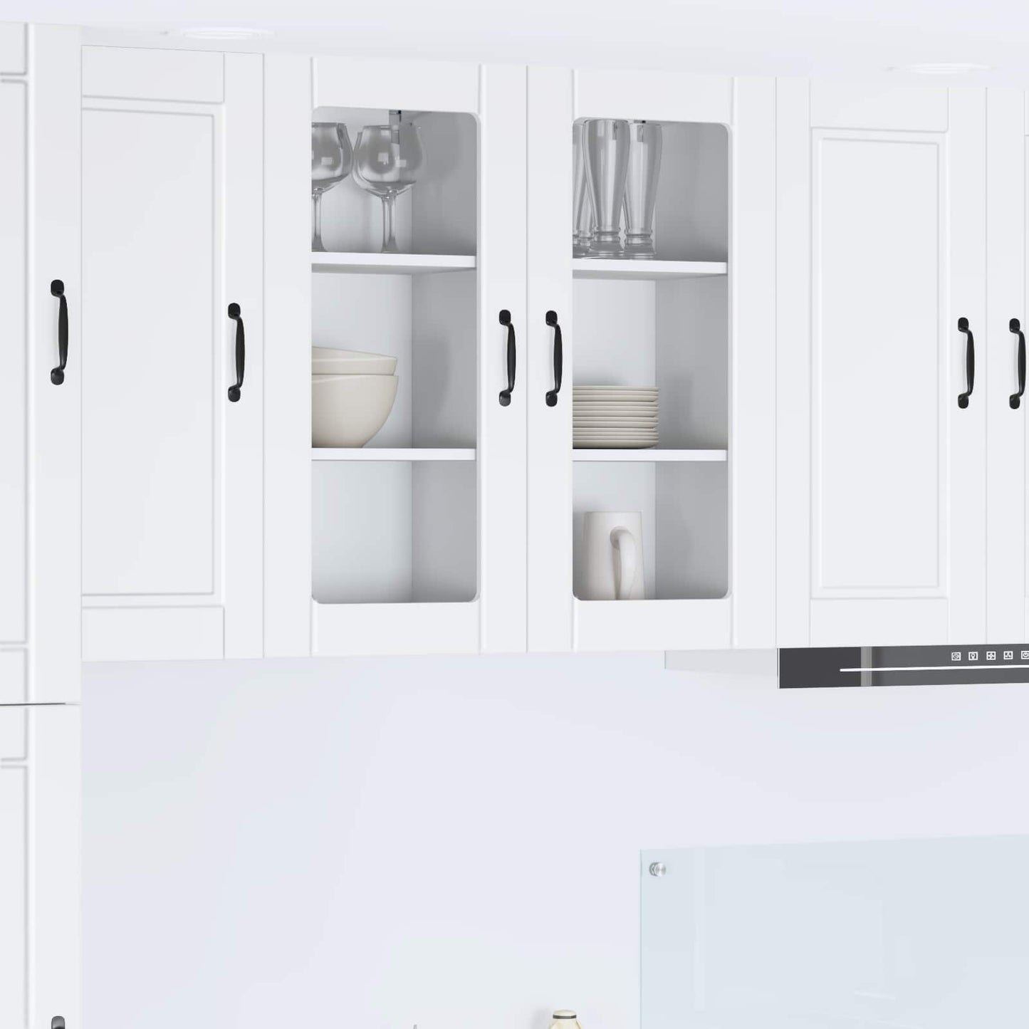 Wall Glass Cabinet PORTO 2 pcs White 40 x 31 x 80 cm