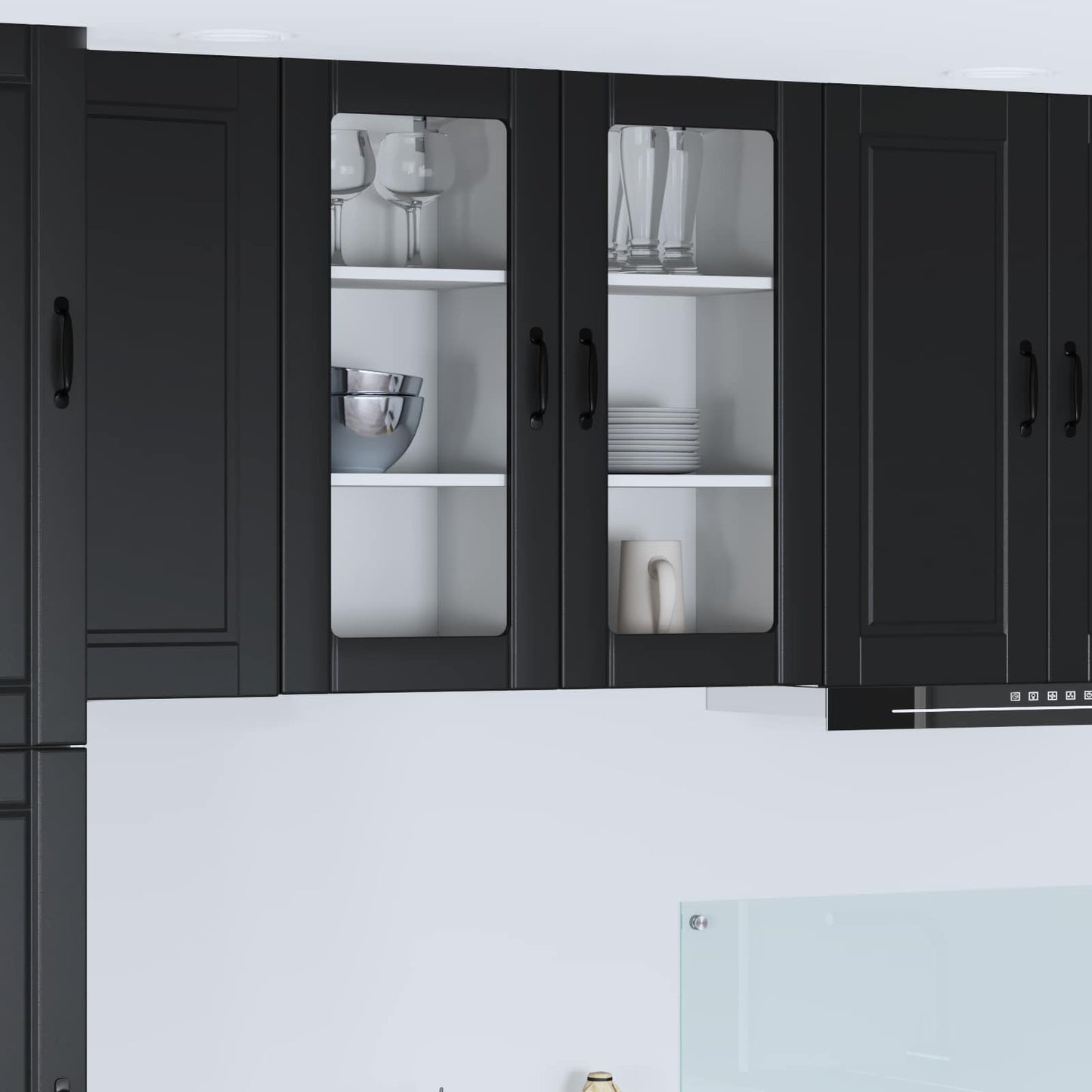 Wall Glass Cabinet PORTO Black 40 x 31 x 80 cm Engineered Wood