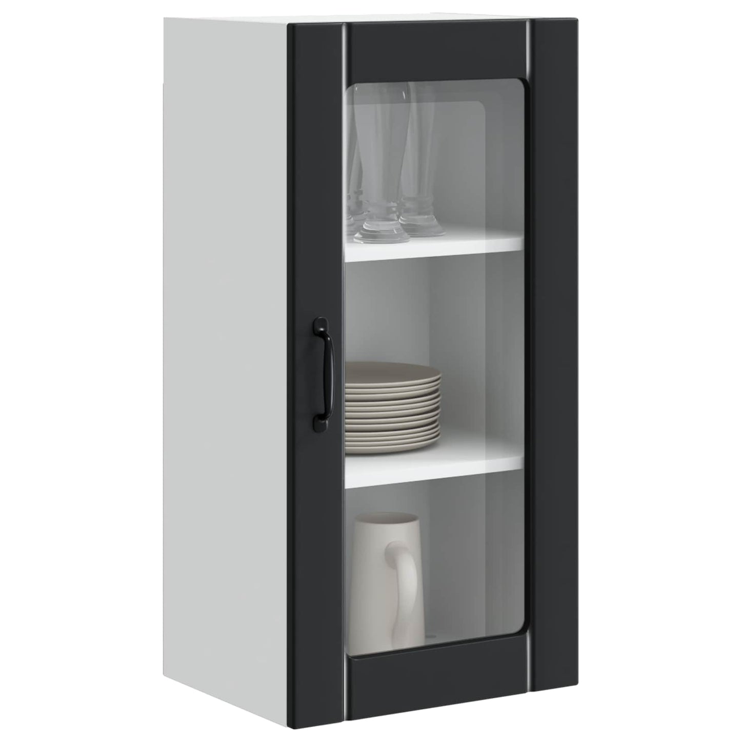 Wall Glass Cabinet PORTO Black 40 x 31 x 80 cm Engineered Wood