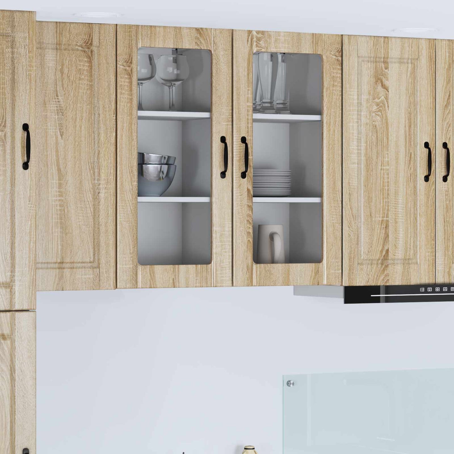 Wall Glass Cabinet PORTO Sonoma Oak 40 x 31 x 80 cm