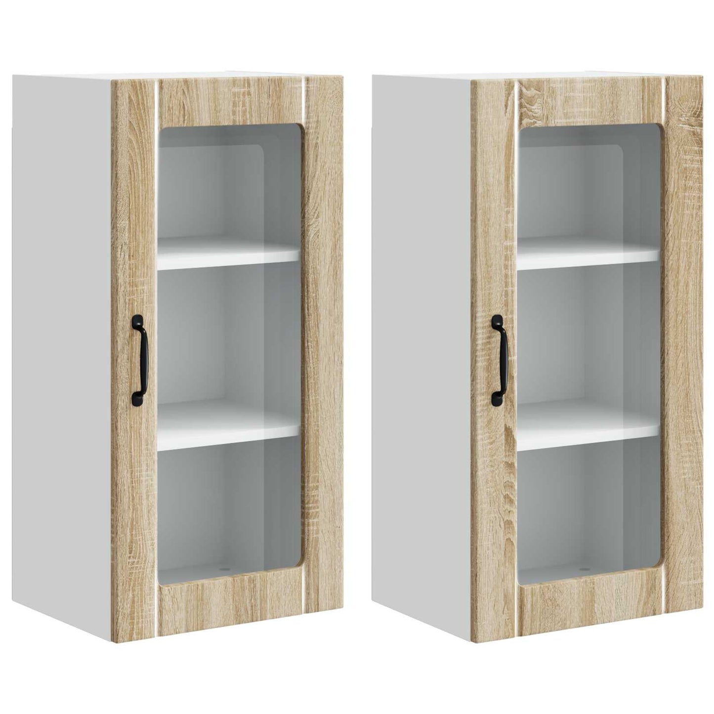 Wall Glass Cabinet PORTO 2 pcs Sonoma Oak 40 x 31 x 80 cm