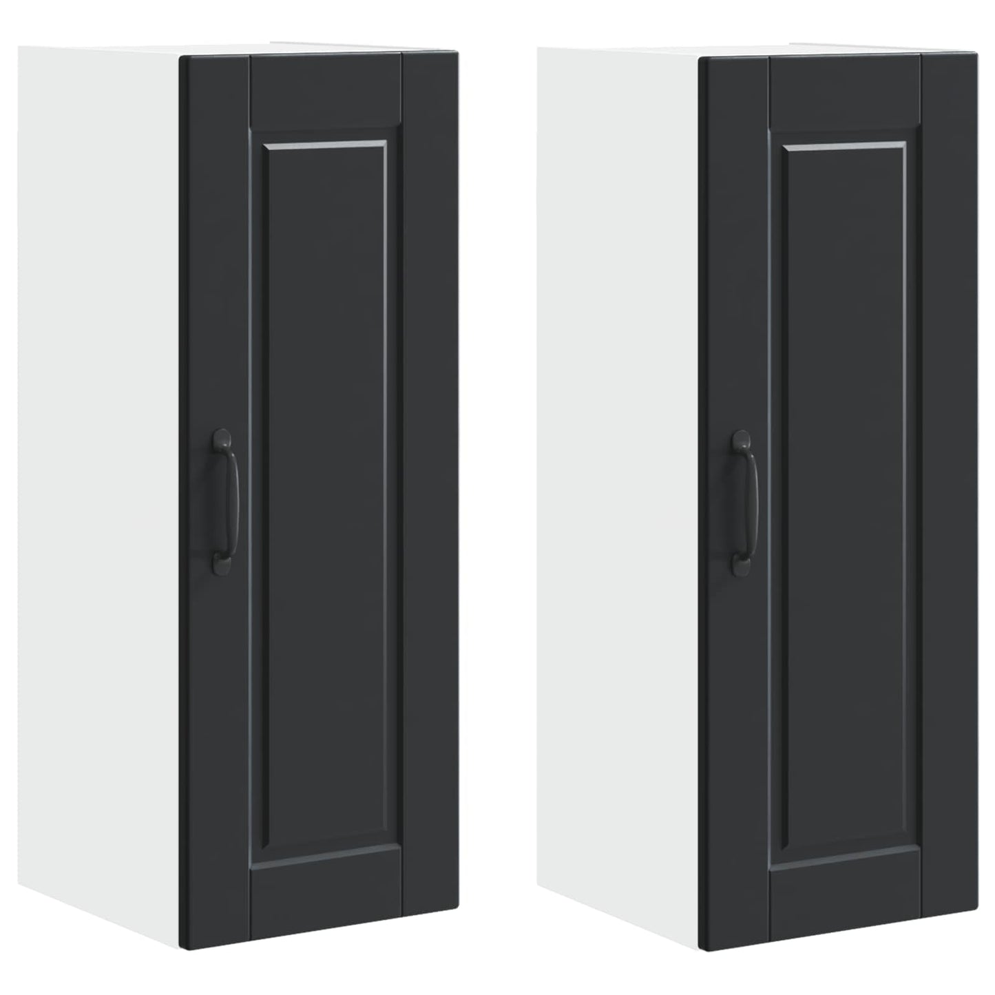 Wall Cabinet PORTO 2 pcs Black 30 x 31 x 80 cm Engineered Wood