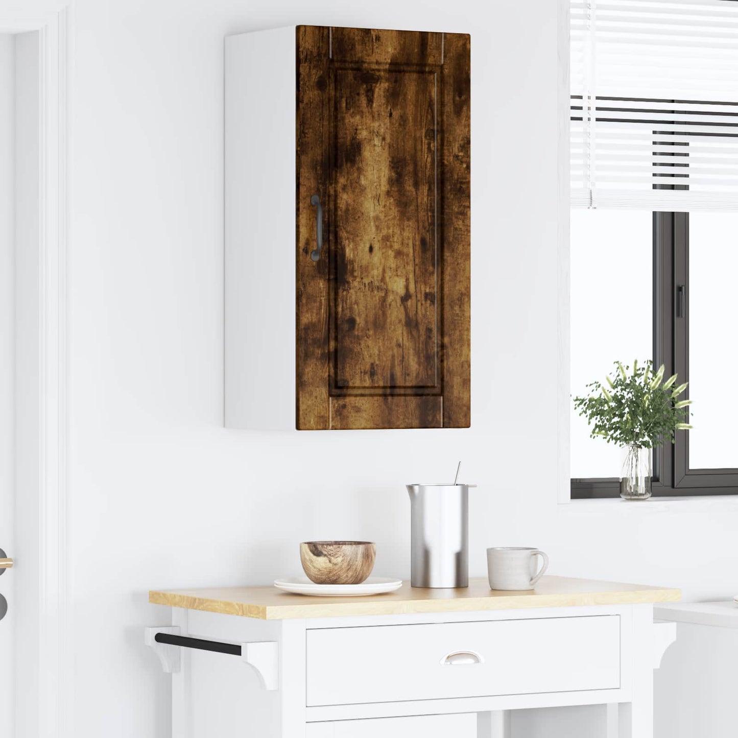 Wall Cabinet PORTO Smoked Oak 40 x 31 x 80 cm Engineered Wood
