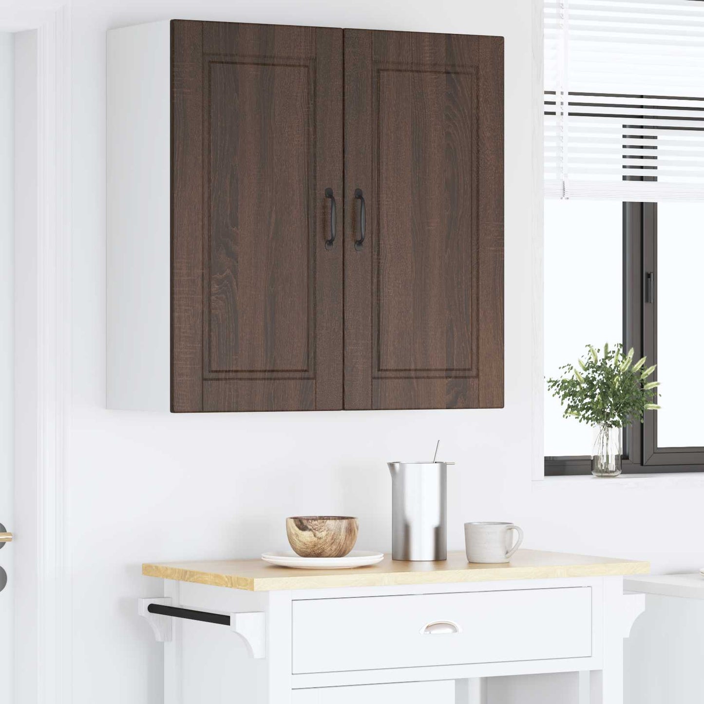 Wall Cabinet PORTO Brown Oak 80 x 31 x 80 cm Engineered Wood