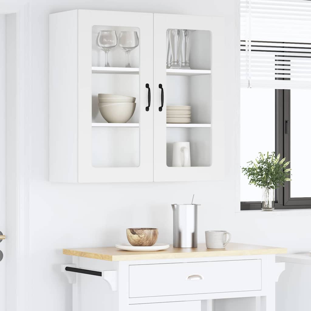 Wall Glass Cabinet PORTO White 80 x 31 x 80 cm Engineered Wood