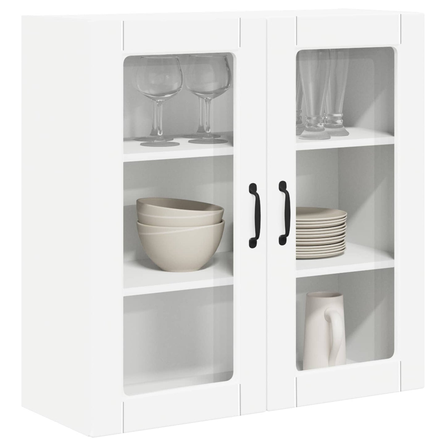 Wall Glass Cabinet PORTO White 80 x 31 x 80 cm Engineered Wood