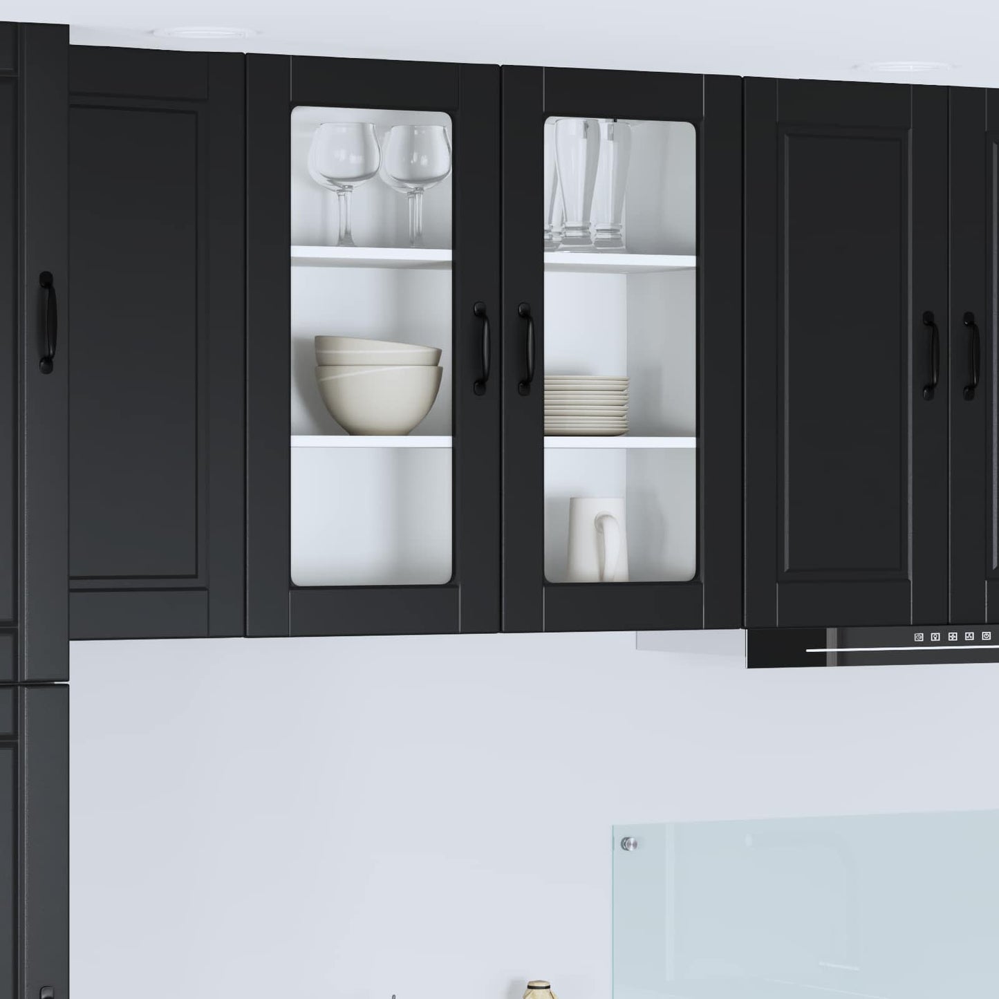 Wall Glass Cabinet PORTO Black 80 x 31 x 80 cm Engineered Wood