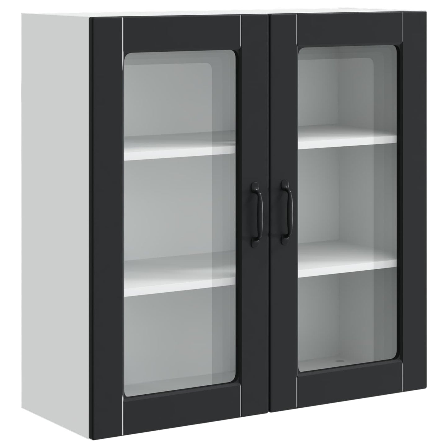 Wall Glass Cabinet PORTO Black 80 x 31 x 80 cm Engineered Wood