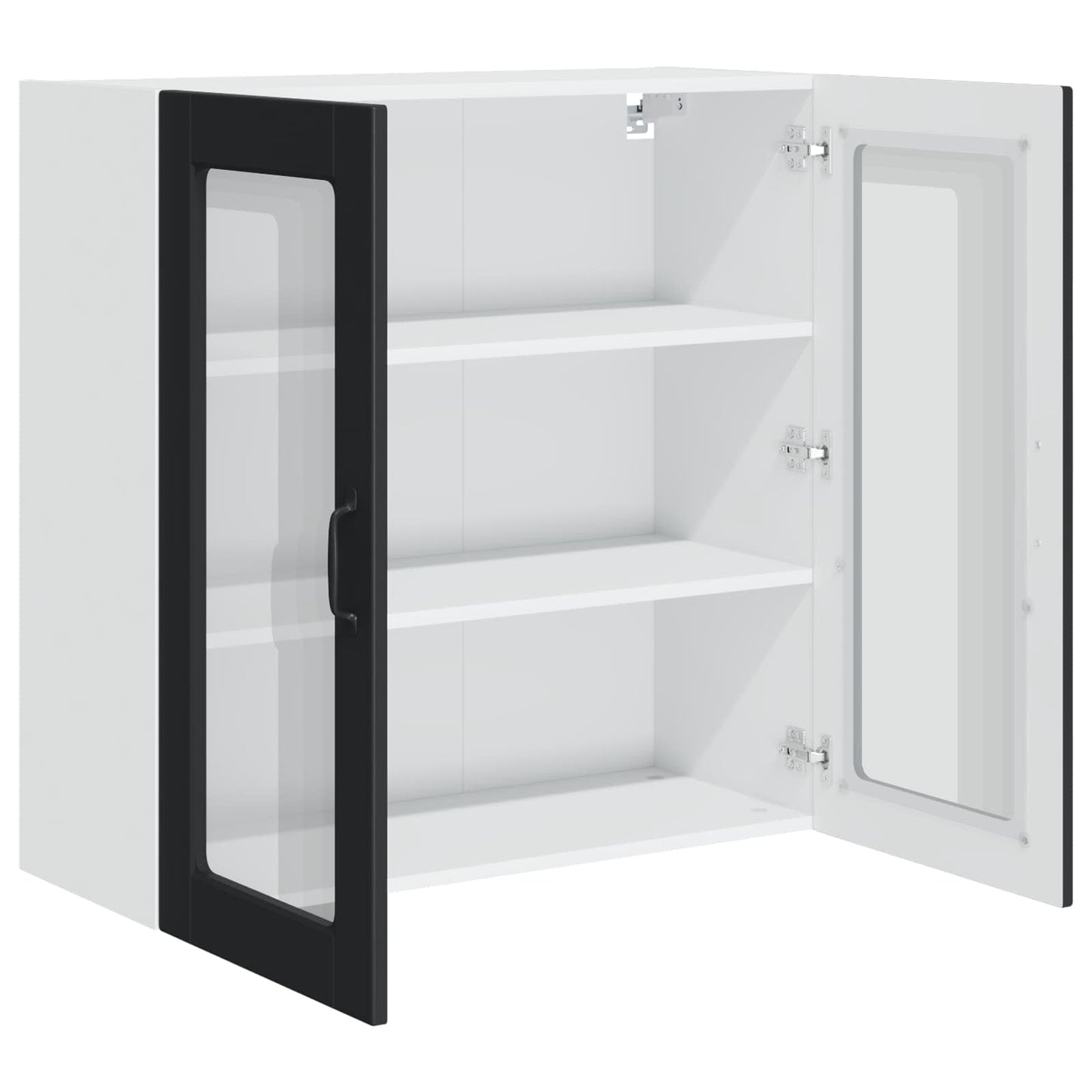 Wall Glass Cabinet PORTO Black 80 x 31 x 80 cm Engineered Wood