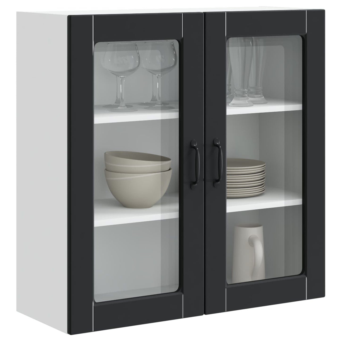 Wall Glass Cabinet PORTO Black 80 x 31 x 80 cm Engineered Wood