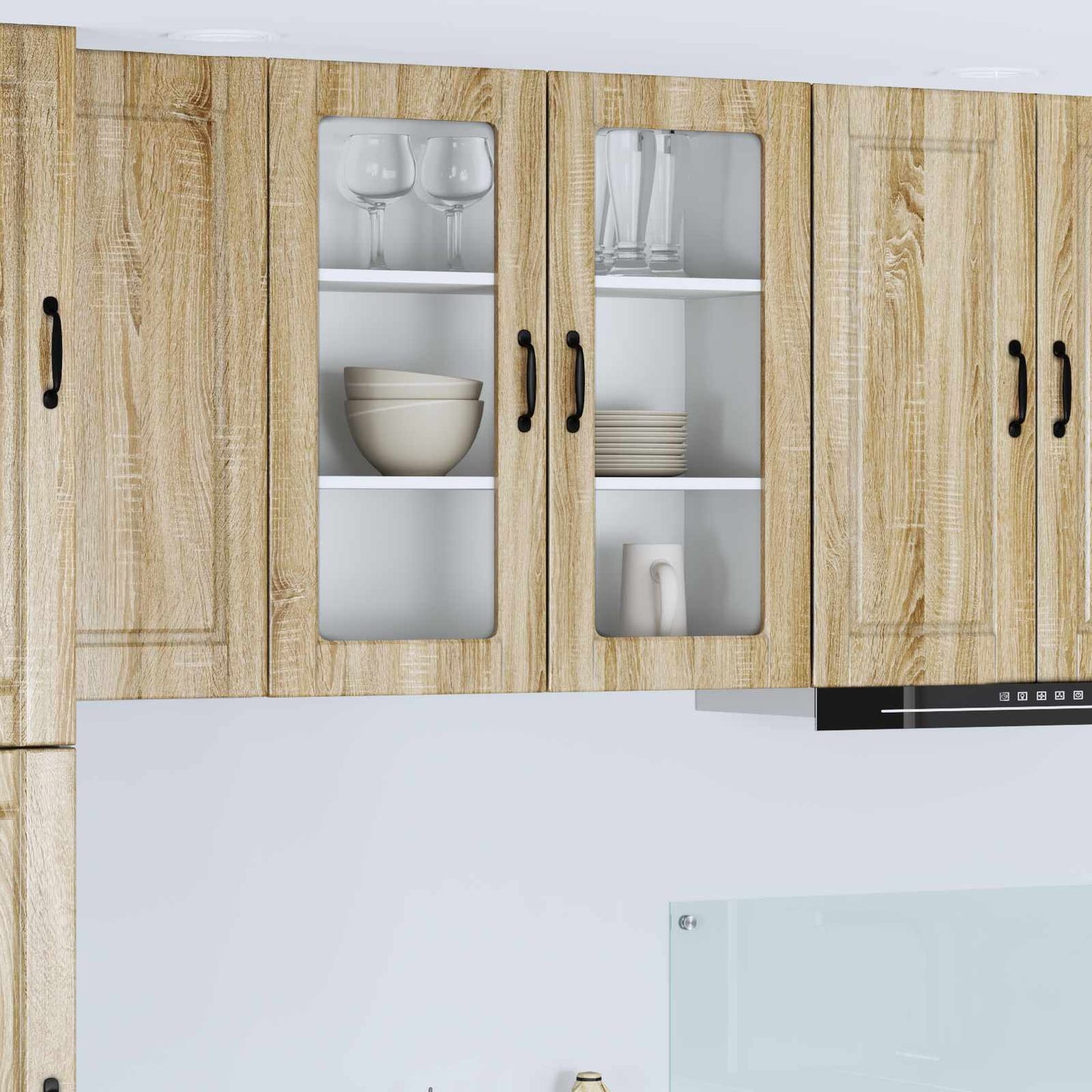 Wall Glass Cabinet PORTO Sonoma Oak 80 x 31 x 80 cm
