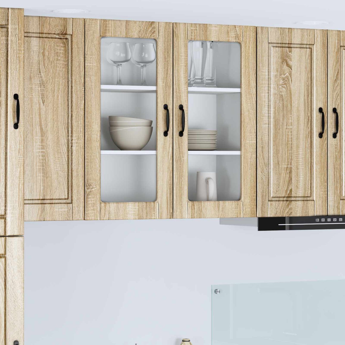 Wall Glass Cabinet PORTO Sonoma Oak 80 x 31 x 80 cm