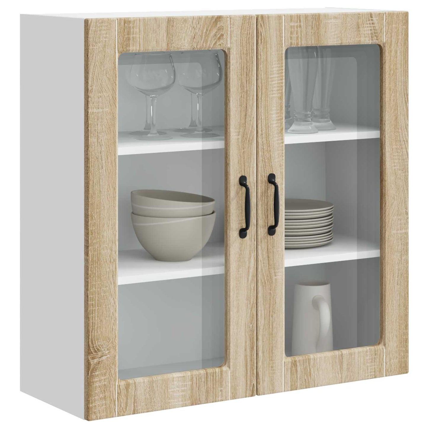 Wall Glass Cabinet PORTO Sonoma Oak 80 x 31 x 80 cm