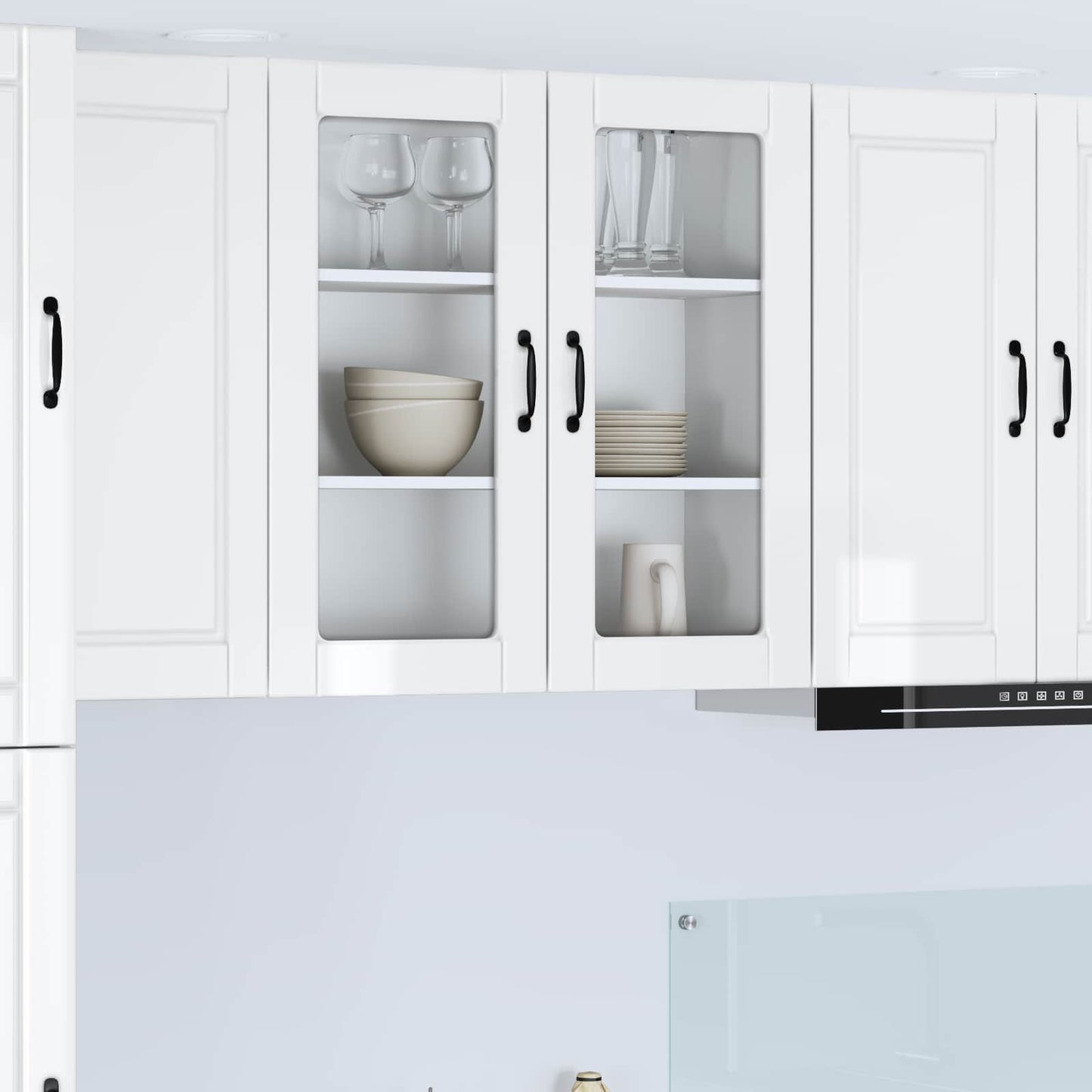 Wall Glass Cabinet PORTO High Gloss White 80 x 31 x 80 cm