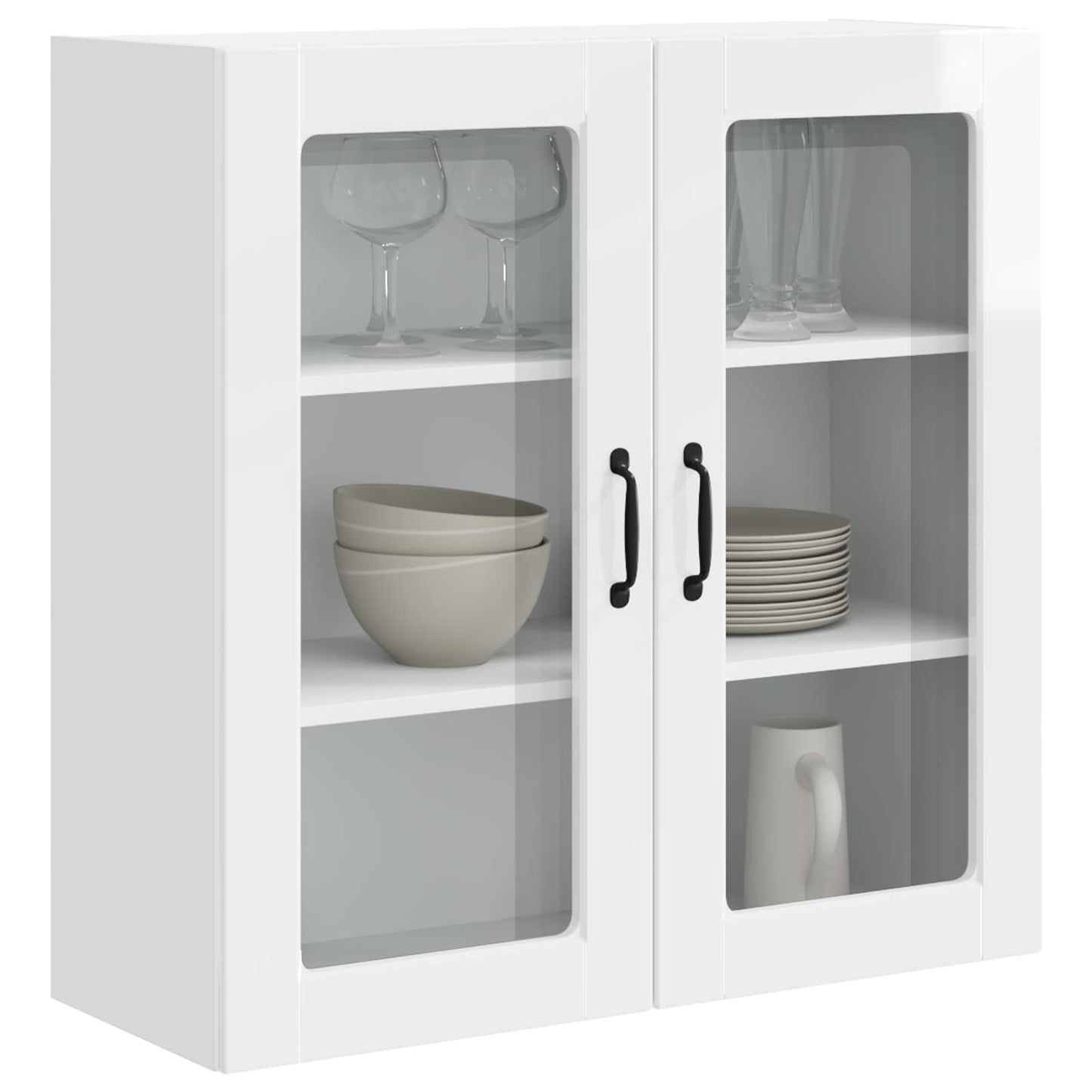 Wall Glass Cabinet PORTO High Gloss White 80 x 31 x 80 cm