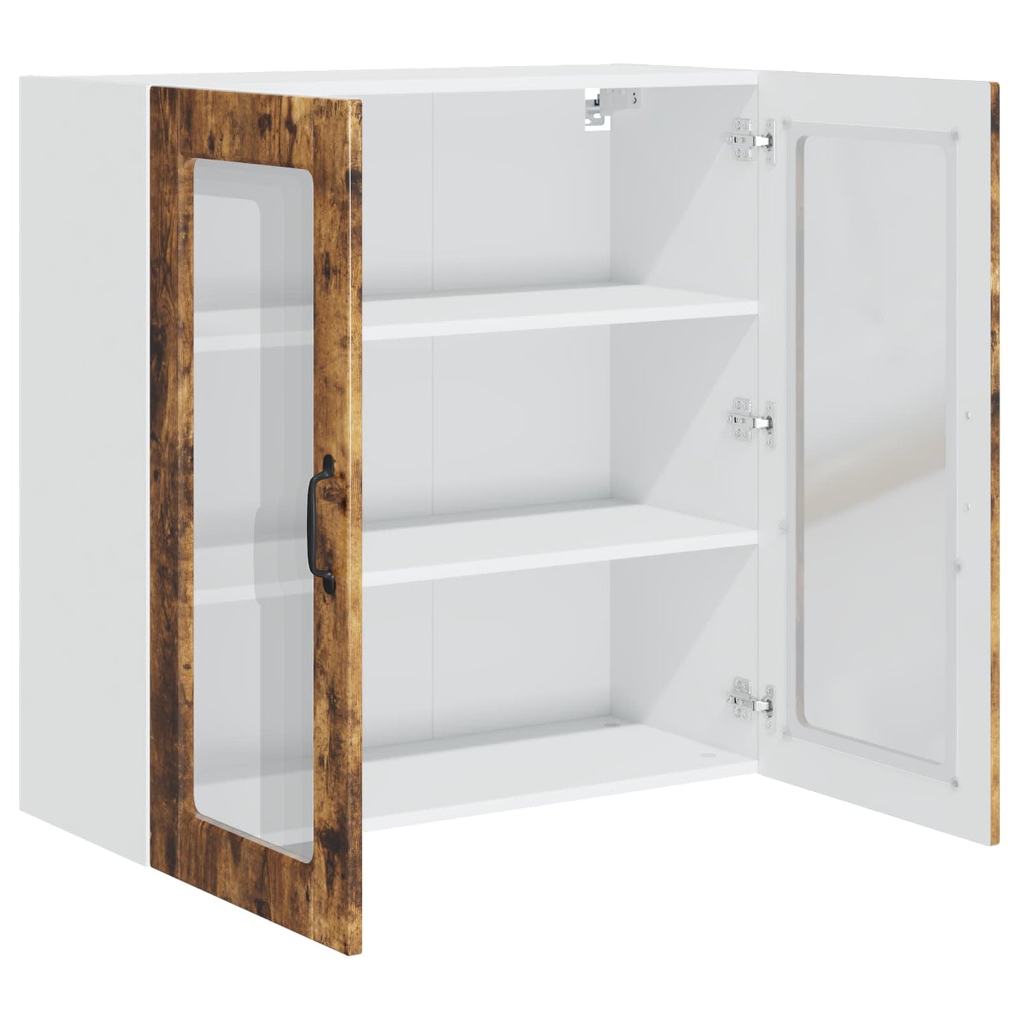 Wall Glass Cabinet PORTO Smoked Oak 80 x 31 x 80 cm