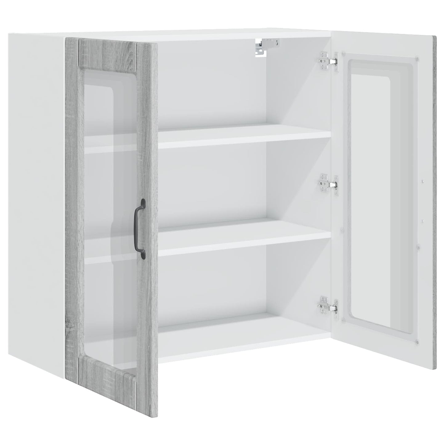 Wall Glass Cabinet PORTO Grey Sonoma 80 x 31 x 80 cm