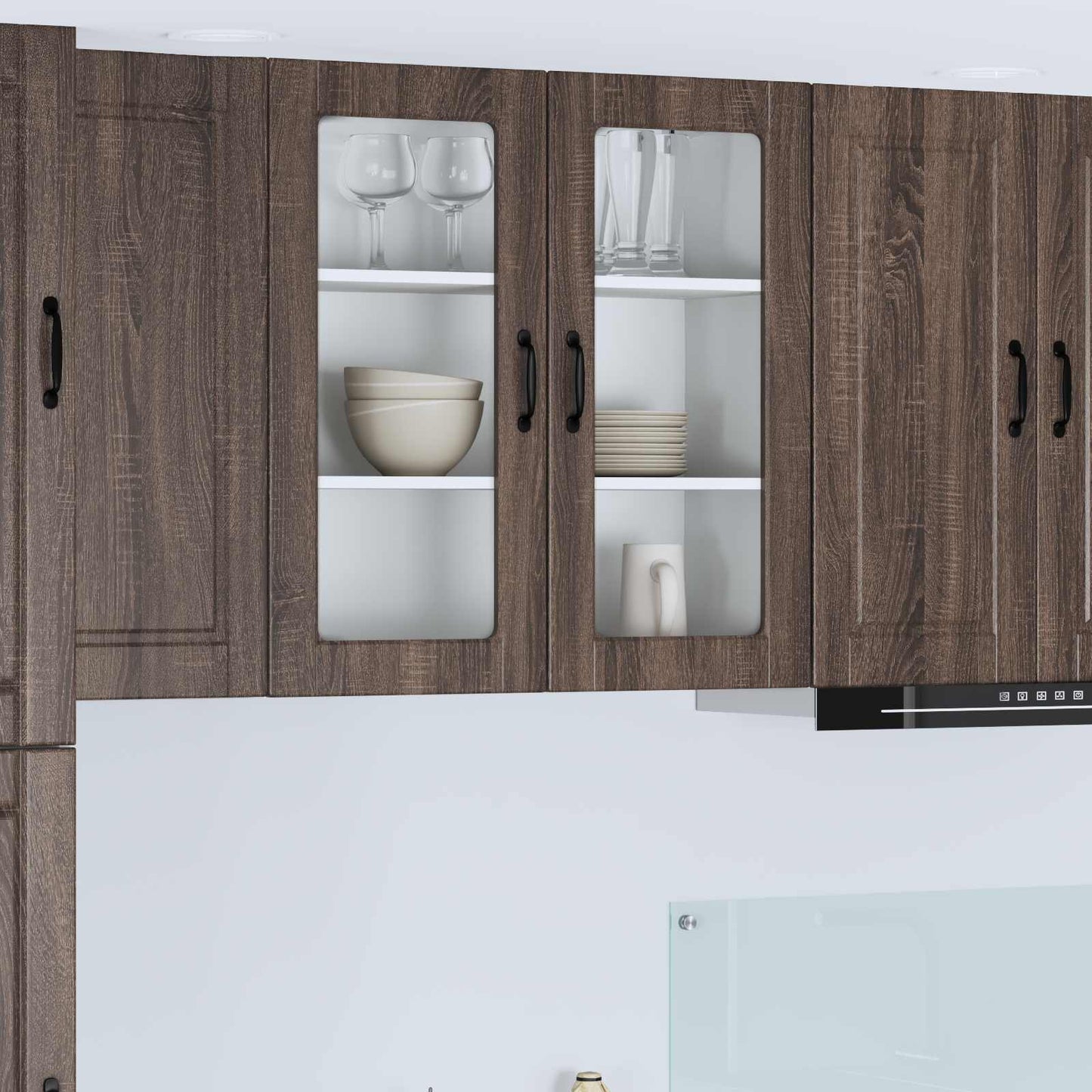 Wall Glass Cabinet PORTO Brown Oak 80 x 31 x 80 cm